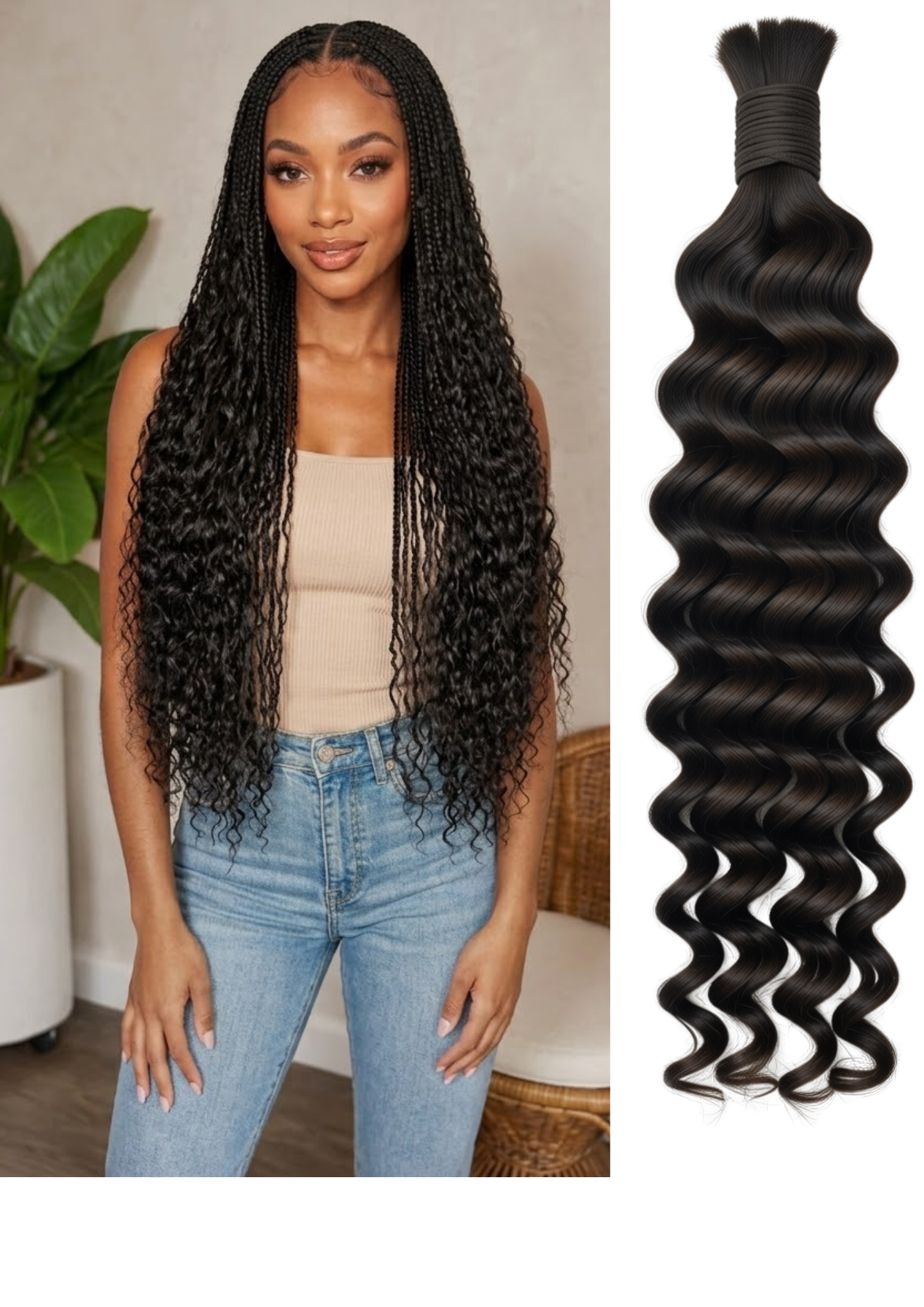 22 inch, Elite Deep Wave, 100% Human Braiding Hair (100g)